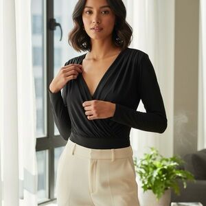 Abercrombie & Fitch Elegant Black draped bodysuit